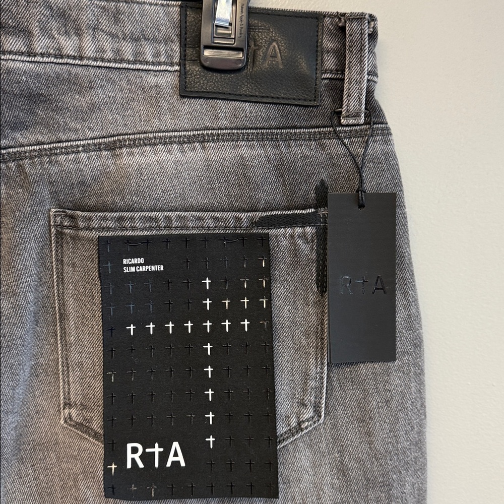 RTA Ricardo Slim Carpenter Jeans Grey Storm NWT 38 - Picture 8 of 8